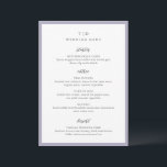 Menu Casamento Moderno Lilac Monograma Elegante<br><div class="desc">Menus modernos de casamento com um design limpo com fontes serif e script.</div>