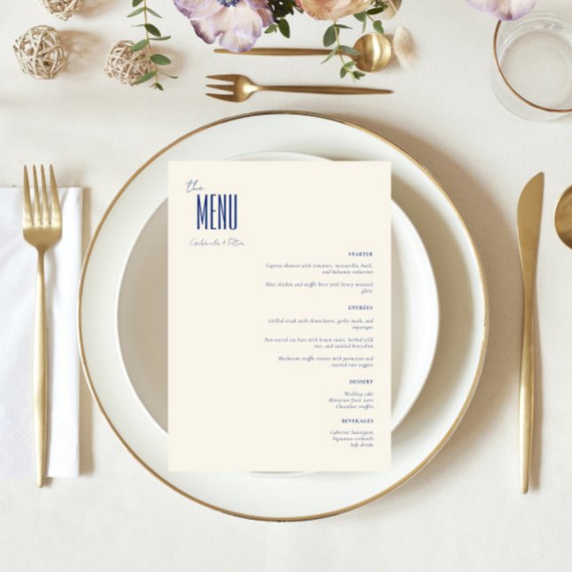 Menu Casamento Moderno Marinho Simples e Minimalista (Criador carregado)