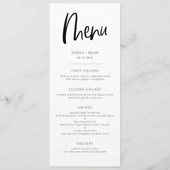 Menu Casamento Moderno Minimalista (Frente)