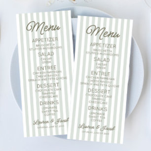 Menu Casamento Moderno Minimalista com Listras Verdes