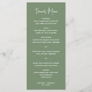 Menu Casamento Moderno Minimalista em Verde Sage