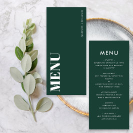 Menu Casamento Moderno Mínimo Emerald Green Bold