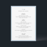 Menu Casamento moderno monograma em azul-pó elegante<br><div class="desc">Cardápios de casamento modernos com design limpo e fontes serif e script.</div>
