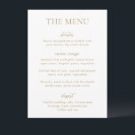 Menu Casamento Moderno Ouro Simples<br><div class="desc">Cardápio de casamento moderno com um design simples,  porém elegante.</div>