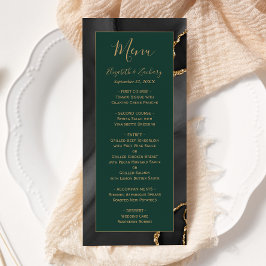 Menu Casamento Moderno Preto Dourado Ágata Esmeralda Ve