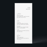 Menu Casamento Moderno Preto e Branco Limpo<br><div class="desc">Cardápios de casamento modernos com um design simples,  mas elegante,  com fontes serif e script.</div>