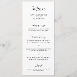 Menu Casamento Moderno Preto e Branco Minimalista