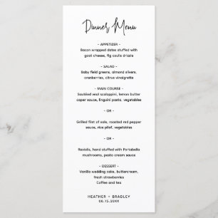 Menu Casamento Moderno Preto e Branco Minimalista