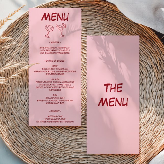 Menu Casamento Moderno Rosa Bege (Criador carregado)