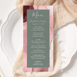 Menu Casamento Moderno Rosa Bege Verde Sálvia Ágata