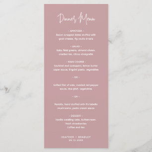 Menu Casamento Moderno Rosa Minimalista