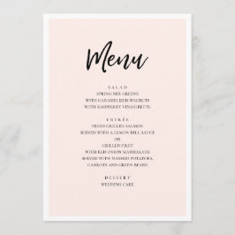 Menu Casamento moderno rosa. Mínimo simples de blush