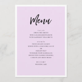 Menu Casamento moderno roxo. Lavanda minimalista simple
