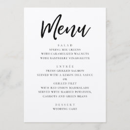 Menu Casamento moderno rústico. Caligrafia cursiva coun