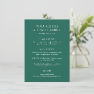 Menu Casamento Moderno Simples Esmeralda Verde