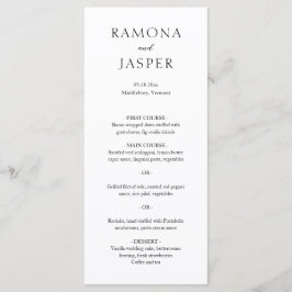 Menu Casamento Moderno Simples Negro e Branco