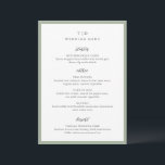Menu Casamento Moderno Verde de Trisha Sage<br><div class="desc">Menus modernos de casamento com um design limpo com fontes serif e script.</div>