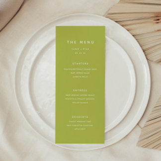 Menu Casamento Moderno Verde Lima Brilhante