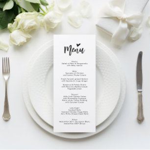 Menu Casamento Monograma de Script do Coração Româ