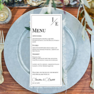 Menu Casamento Monograma Minimalista Branca