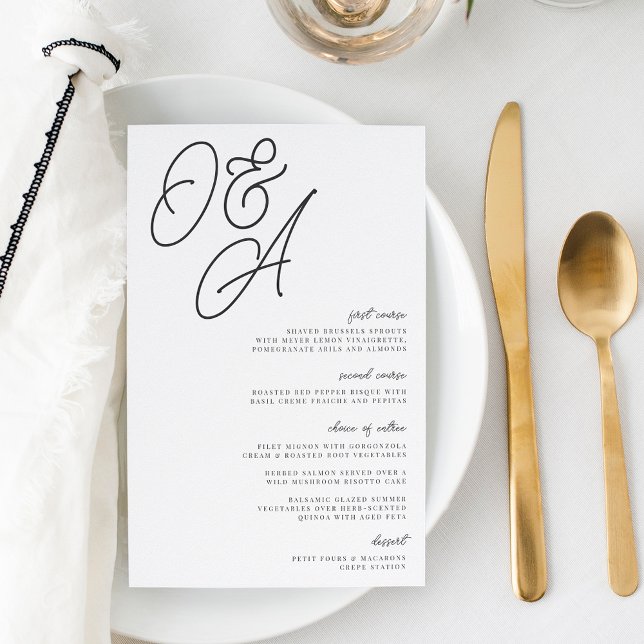 Menu Casamento Monograma Preto e Branco Sobredimen (Criador carregado)