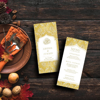 Menu Casamento Muçulmano do Ouro Real Islâmico Damask