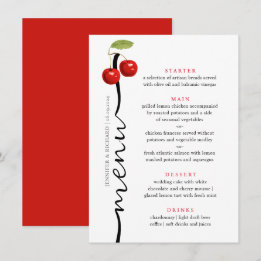 Menu Casamento na moda Cherries Red White Rustic Fruta
