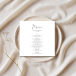 Menu Casamento na Praça da Caligrafia<br><div class="desc">Menu de Casamento Quadrado de Caligrafia Elegante</div>