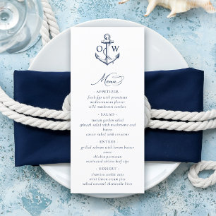 Menu Casamento Náutico Anchor Monograma