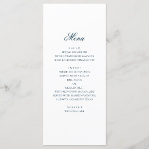 Menu Casamento náutico azul. Marinho de água moderno