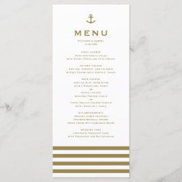 Menu Casamento Náutico de Âncora Branca e Dourada Moder