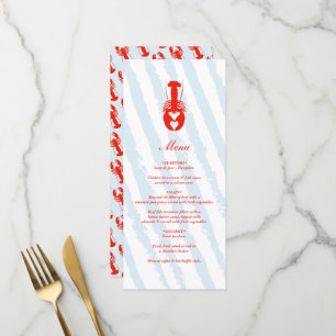 Menu Casamento Náutico de Praia com Listras Azuis e Cor