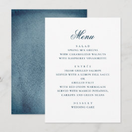 Menu Casamento náutico simples azul naval aquarela