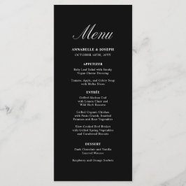 Menu Casamento Negra Formal Minimalista de Script Elega