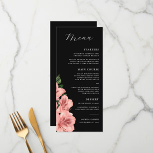 Menu Casamento Negra Rosa-Rosa Romântico Vintage Floral