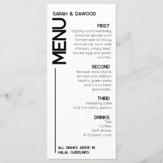 Menu Casamento Negro Branco Multão e Elegante e Minimal