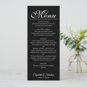 Menu Casamento Negro Clássico de Elegância Simples