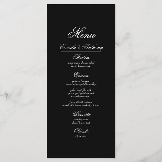 Menu Casamento Negro e Branco (Frente)