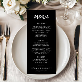 Menu Casamento Negro E Branco Com Script Negra Moderno
