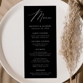 Menu Casamento Negro e Branco de Elegância Moderna