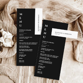 Menu Casamento Negro e Branco minimalista