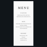 Menu Casamento Negro e Branco minimalista moderno<br><div class="desc">Menu moderno de casamento com design de tipografia minimalista simples a preto e branco.</div>