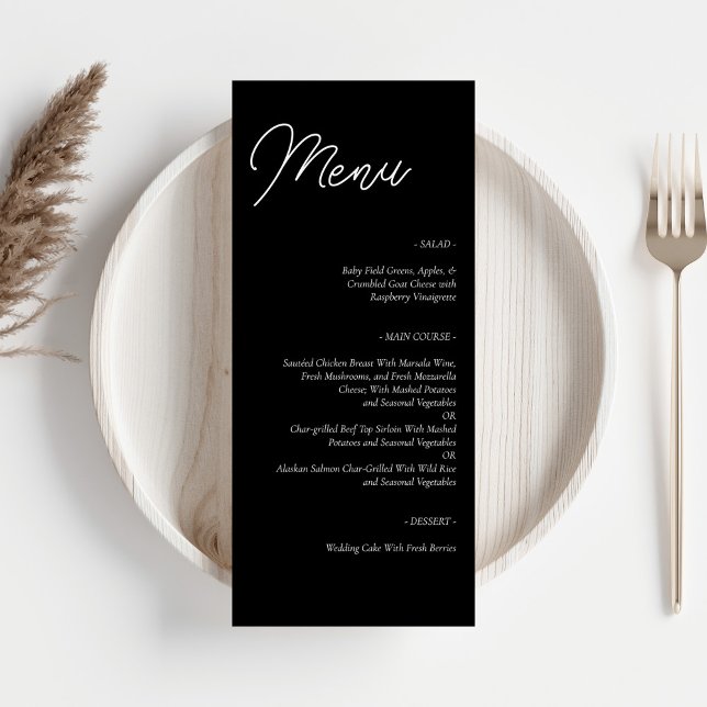 Menu Casamento Negro Minimalista (Criador carregado)
