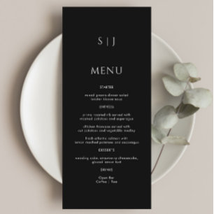 Menu Casamento Negro Simples Monograma