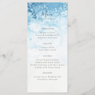 Menu Casamento no inverno Azul de Aquarela