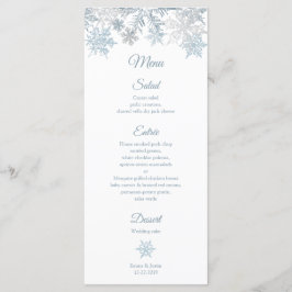Menu Casamento no inverno Azul-Prata Flocos de Neve