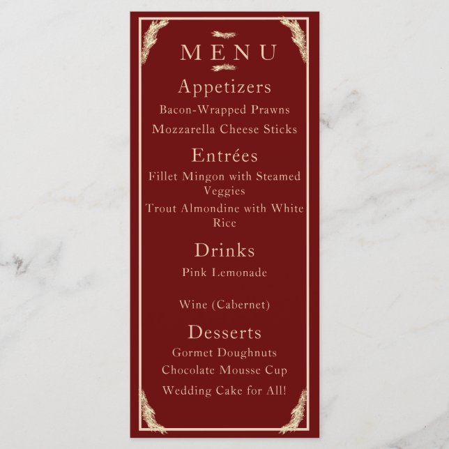 Menu Casamento no inverno Católico (Frente)