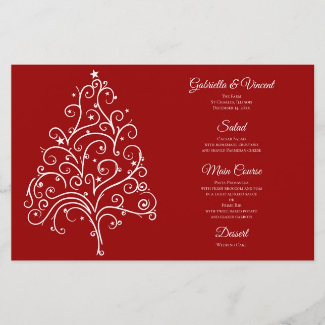 Menu Casamento no inverno da Árvore de Natal Verme (Frente)