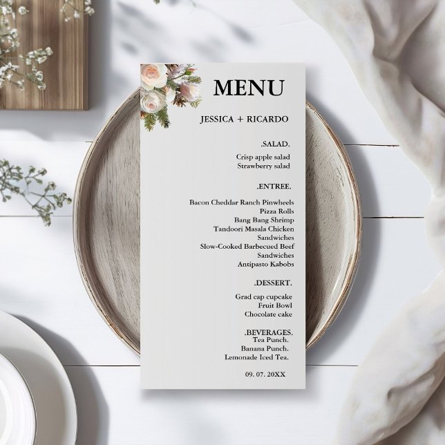Menu Casamento no inverno de Aquarela Rosa Pêssego Eleg (Criador carregado)