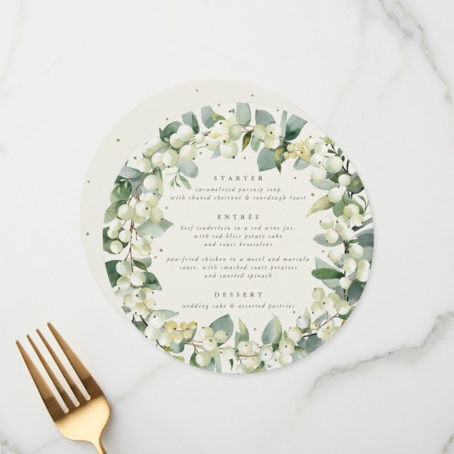 Menu Casamento no inverno de curso Round/Square Cream 3 (Frente/Verso In Situ)